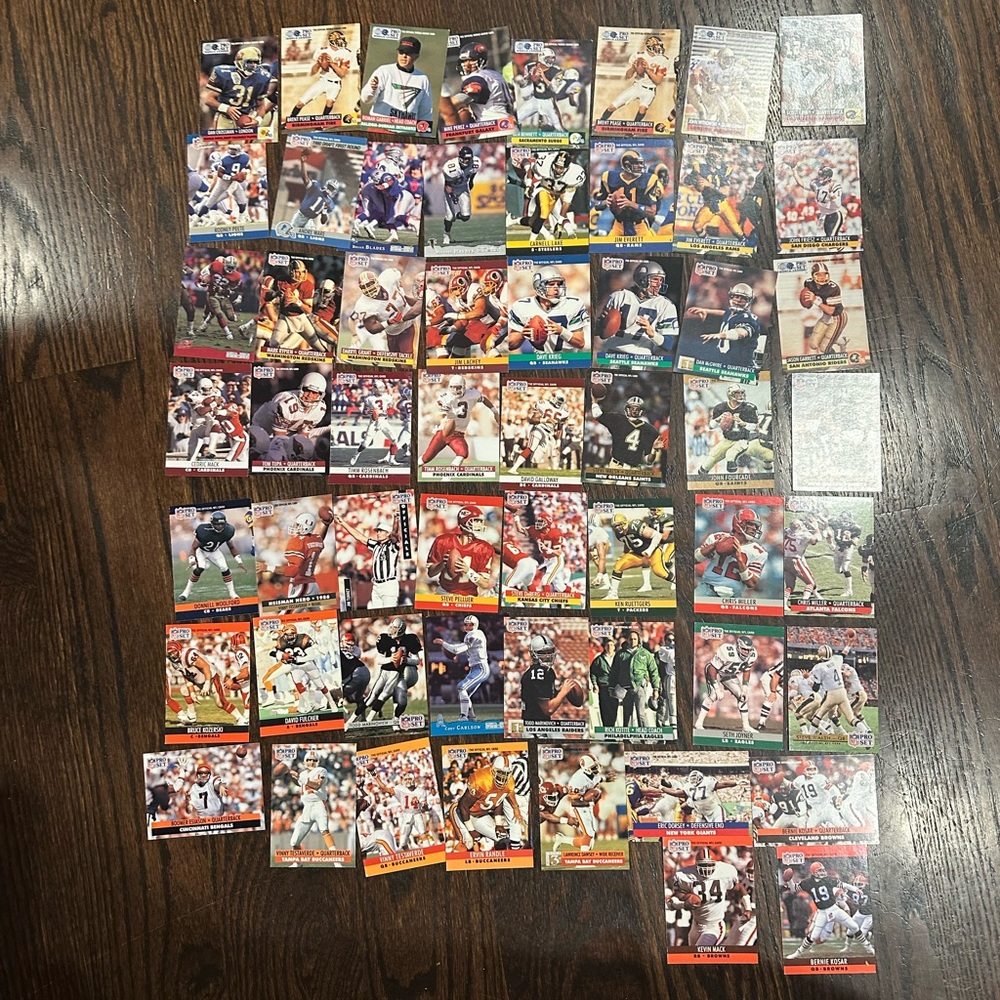 Collection of NFL Pro Set football trading cards